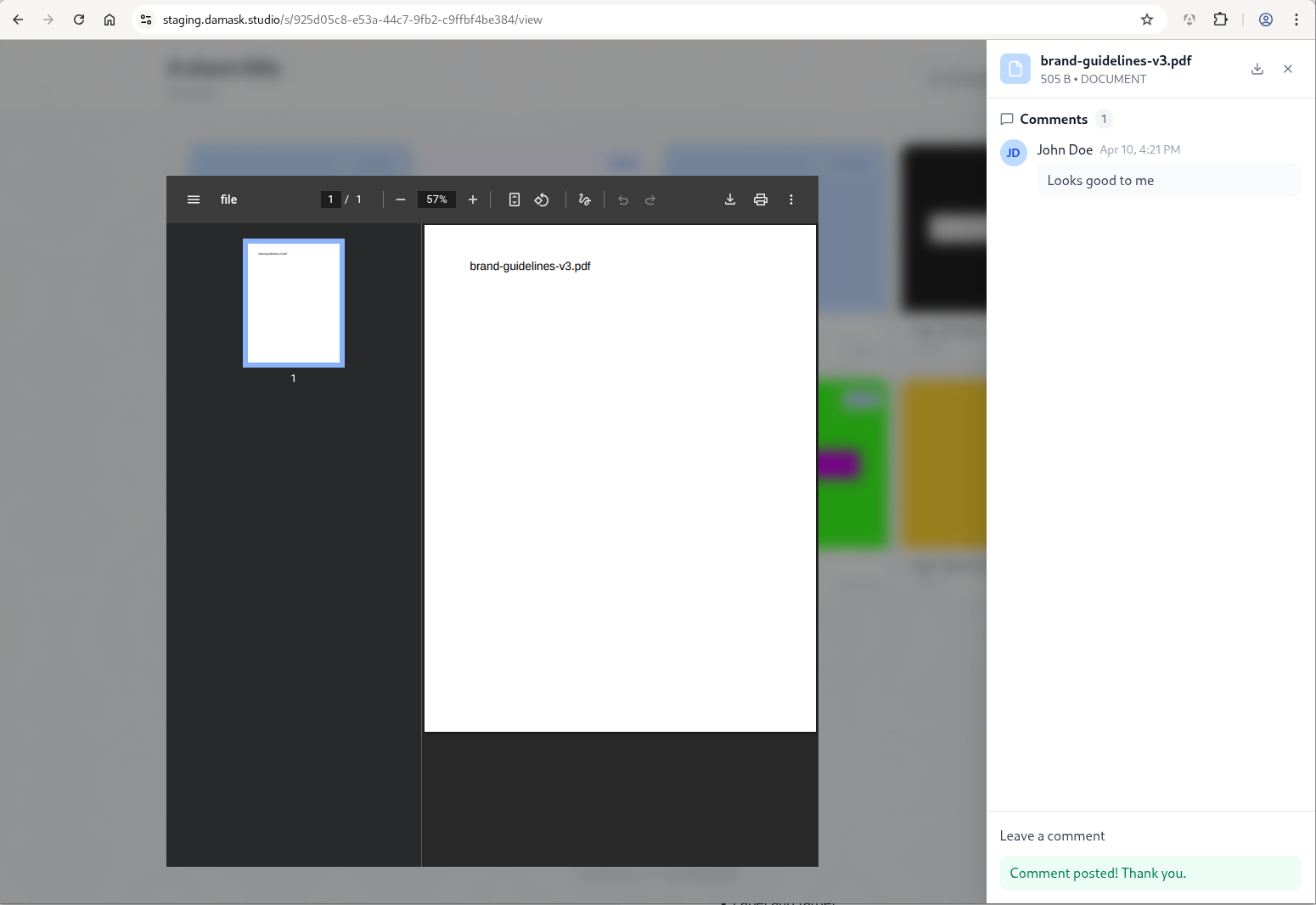 Shared asset comments